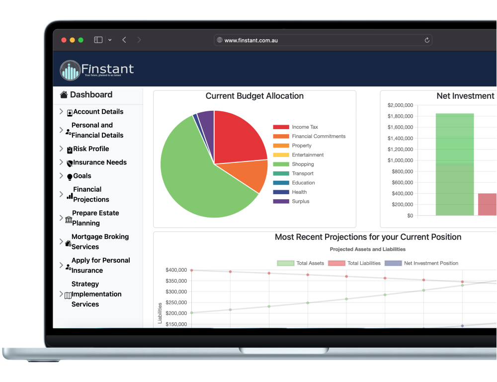 Financial modelling dashboard